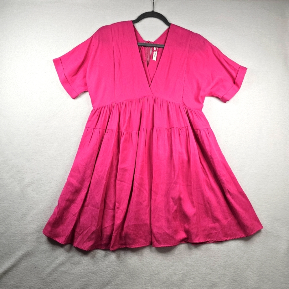Mustard Seed Vibrant Pink Tunic Top Or Mini Dress With Pockets
